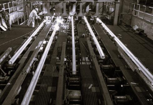 Vietnam steel workers manufacturing steel bars